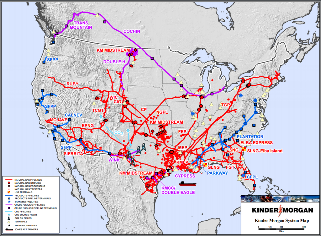 Kinder Morgan mapa KMI
